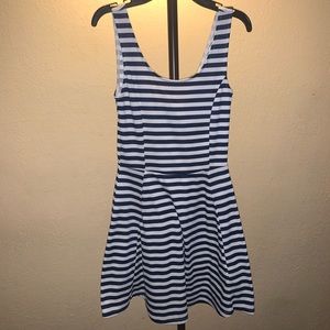 White and Dark Blue Striped Dress